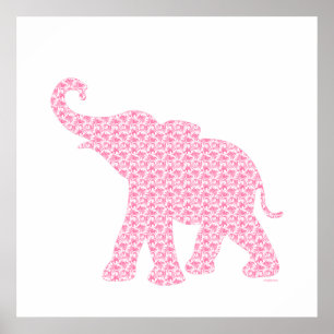 Poster Joyeux Motif d'Art Eléphant Rose