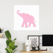 Poster Joyeux Motif d'Art Eléphant Rose (Bureau à domicile)