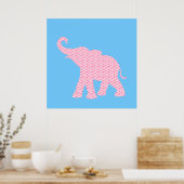 Poster Joyeux Motif d'Art Eléphant Rose (Cuisine)