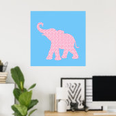Poster Joyeux Motif d'Art Eléphant Rose (Bureau à domicile)