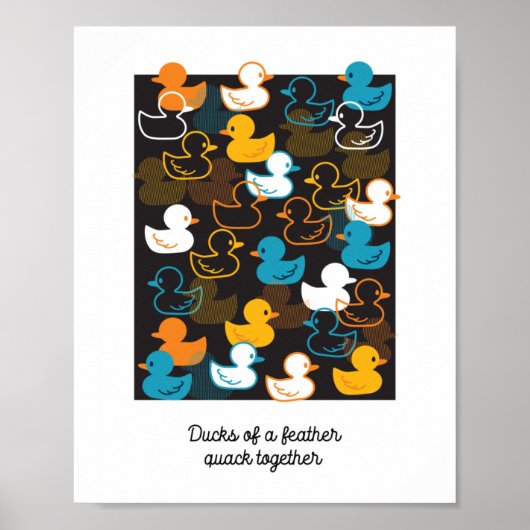 Poster Joyeux Motif nager une patte de canards (Devant)