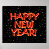 Poster Joyeux New Year Glassy Red Text (Devant)