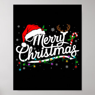 Poster Joyeux Noël 2025 Chapeau de Père Noël Renne Xmas C