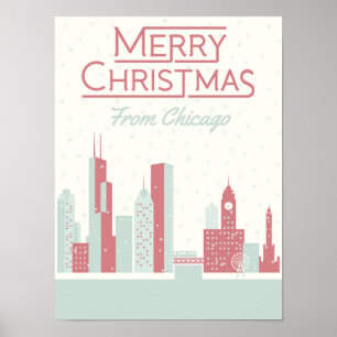 Poster Joyeux Noël à Chicago
