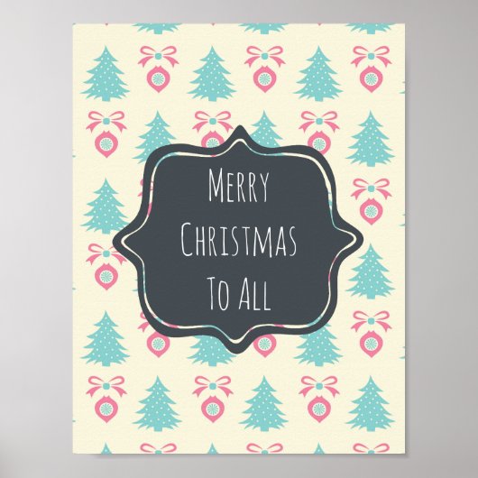 Poster Joyeux Noël à tous les Motifs de Noël (Devant)