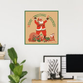 Poster Joyeux Noël à tous ! Père Noël vintage (Bureau à domicile)