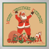 Poster Joyeux Noël à tous ! Père Noël vintage (Devant)