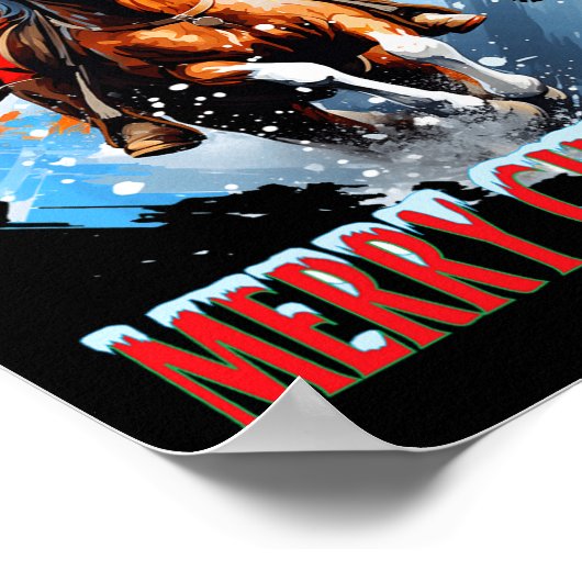 Poster Joyeux Noël à Western Père Noël (Coin)