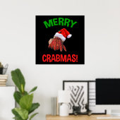 Poster Joyeux Noël ! Amusant de crabe ermite de Noël (Bureau à domicile)
