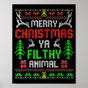 Poster Joyeux Noël Animal Filthy Ya Xmas Famille Pyjama