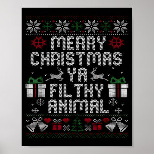 Poster Joyeux Noël Animal Sale Ya Xmas Famille Pyjama