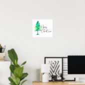 Poster Joyeux Noël, Aquarelle Pinetree, Script (Bureau à domicile)