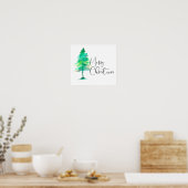 Poster Joyeux Noël, Aquarelle Pinetree, Script (Cuisine)