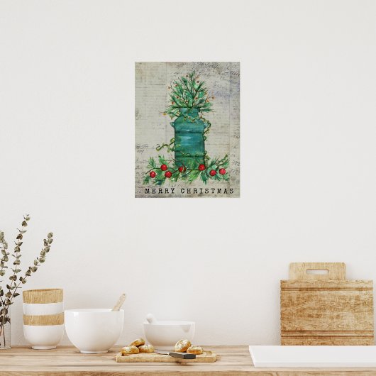 Poster Joyeux Noël Arbre Lait Peut Collecter (Cuisine)