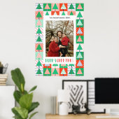 Poster Joyeux Noël Arbres de Noël Modernes Patchwork (Bureau à domicile)