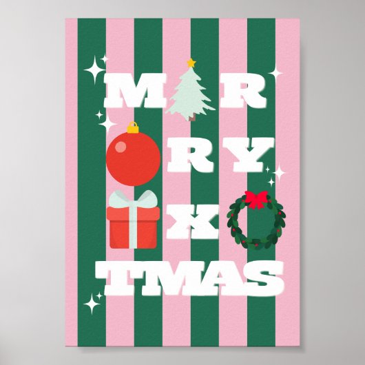 Poster Joyeux Noël | Art de vacances rétro chic (Devant)
