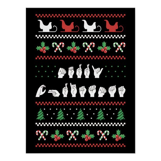 Poster Joyeux Noël - ASL American Sign Language I (Devant)