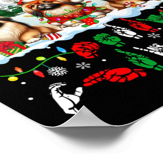 Poster Joyeux Noël Asl Langue des Signes Trois Père Noël (Coin)