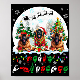 Poster Joyeux Noël Asl Langue des Signes Trois Père Noël