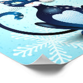 Poster Joyeux Noël avec chat noir avec Casquette Père Noë (Coin)