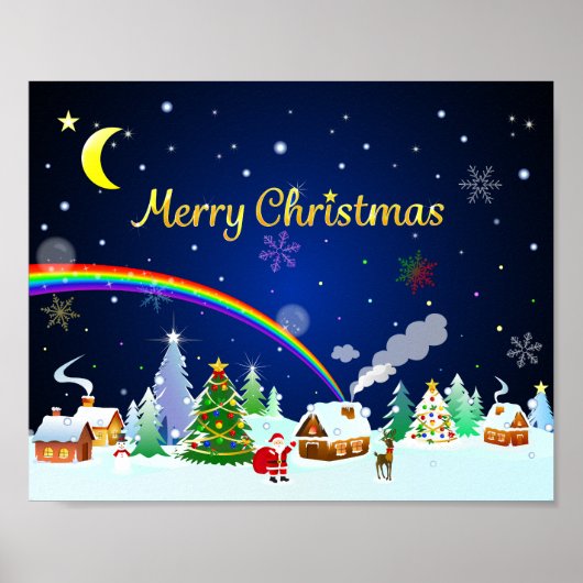 Poster Joyeux Noël avec Crescent Moon (Devant)