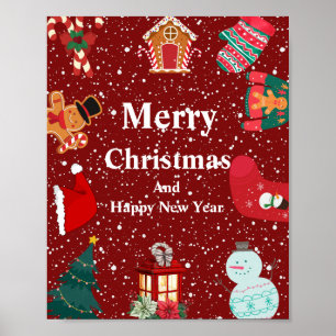 Poster Joyeux Noël avec des vacances rouges