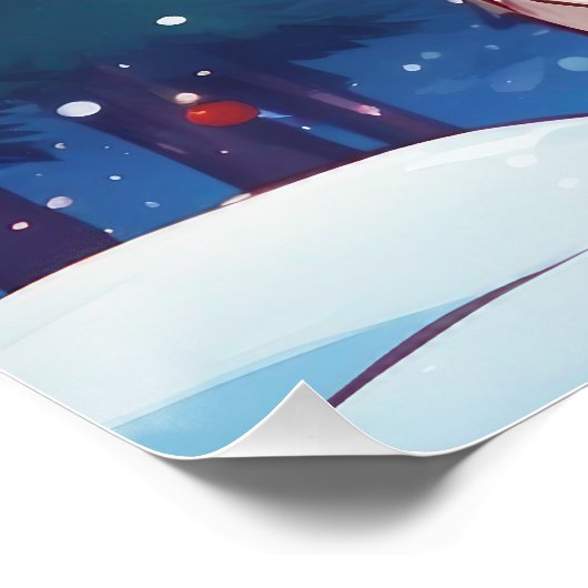 Poster Joyeux Noël Blanc bébé Ours polaire (Coin)