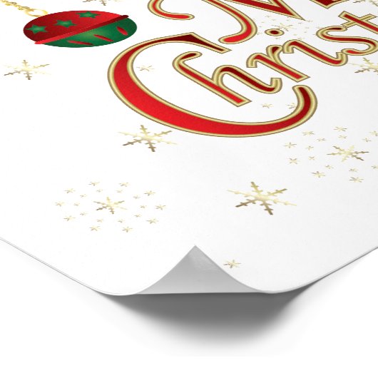 Poster Joyeux Noël blanc brillant (Coin)