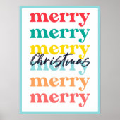 Poster Joyeux Noël bleu blanc blanc et blanc moderne (Devant)