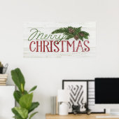 Poster Joyeux Noël | Bois blanc (Bureau à domicile)