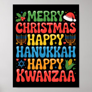 Poster Joyeux Noël Bonne Hanouka Citation Kwanzaa 