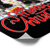 Poster Joyeux Noël Bordure Collie Père Noël Reindeer Ligh (Coin)