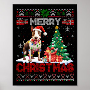 Poster Joyeux Noël Bull Terrier Amoureux de les chiens Ug