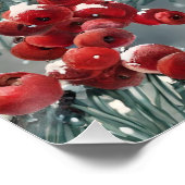 Poster Joyeux Noël Cardinal Rouge et Berries (Coin)