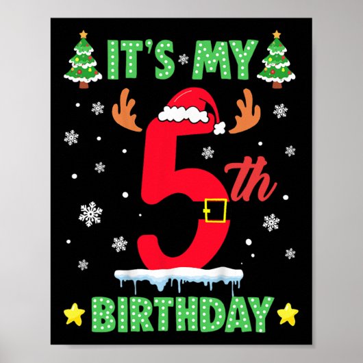 Poster Joyeux Noël C'est mon 5e anniversaire Noël Enfants (Devant)