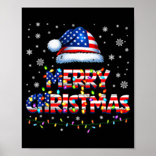 Poster Joyeux Noël Chapeau de Père Noël Pjs Pyjama Drapea