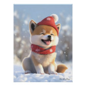 Poster Joyeux Noël, Chien Shiba Inu Puppy 02 - Happy Ch (Devant)