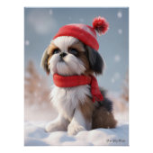 Poster Joyeux Noël, Chih Tzu Chien Chien Puppy 01 - Happy (Devant)