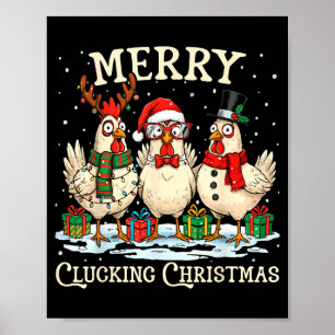 Poster Joyeux Noël Coin Coin Ferme de Poulets Animaux Xma