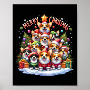 Poster Joyeux Noël Corgi Chien de Noël Arbre de Noël X