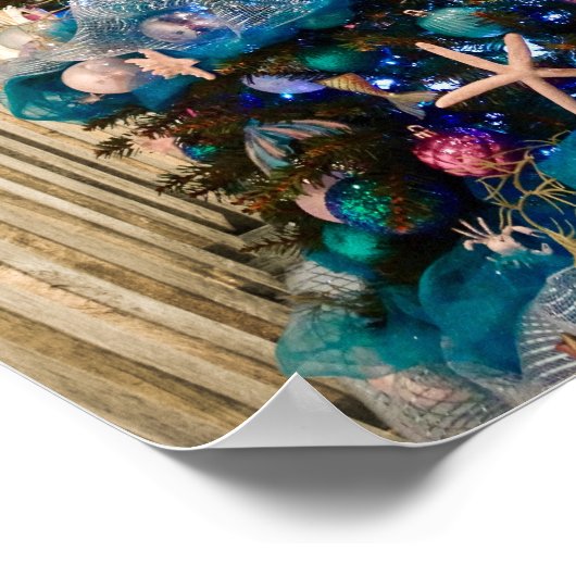 Poster Joyeux Noël côtier Plage tropicale Holiday Tree (Coin)