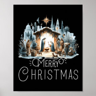 Poster Joyeux Noël Crèche Étoile du Nord Par Jésus