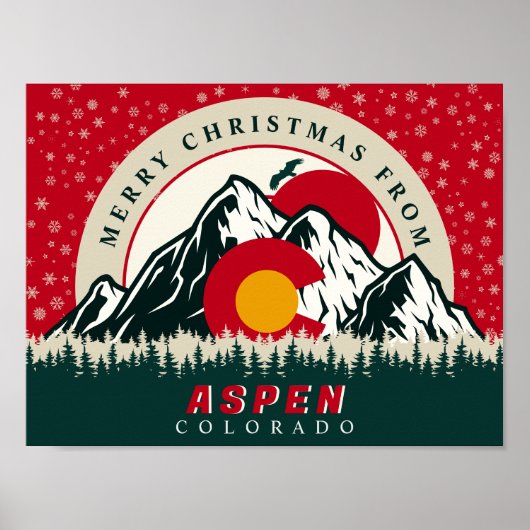 Poster Joyeux Noël d'Aspen Colorado Souvenirs (Devant)
