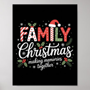 Poster Joyeux Noël de Noël de la famille de chapeau Noël