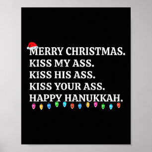 Poster Joyeux Noël Drôle Kiss My Xmas Hommes Et Femmes U