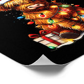 Poster Joyeux Noël Écossais Highland Vache ferme de Noël (Coin)