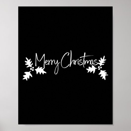 Poster Joyeux Noël écriture manuscrite avec holly (Devant)