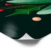 Poster Joyeux Noël Élégant Calligraphie Florale Script (Coin)