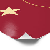 Poster Joyeux Noël Élégant Script Gold Stars Rouge (Coin)