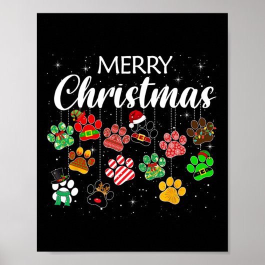 Poster Joyeux Noël Empreinte de Patte de Chien Plaid de B (Devant)